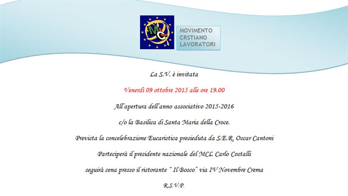 Crema: apertura anno associativo MCL