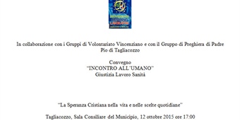 Tagliacozzo (AQ): convegno "Incontro all'Umano"