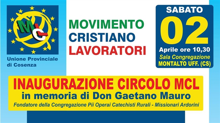 Cosenza: inaugurazione circolo MCL in memoria di Don Gaetano Mauro