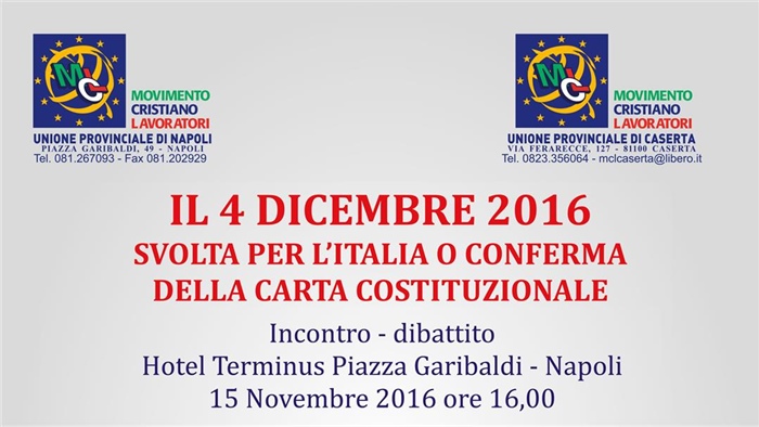 Napoli: il 4 dicembre 2016 svolta per l’Italia o conferma della carta costituzionale